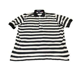 Polo Sport Ralph Lauren Vintage Striped  Polo Shirt Red Horse SZ Large 90's